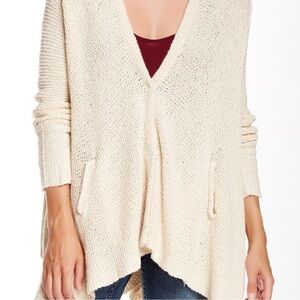 Free People Shark Bite Cream Knit Cardigan